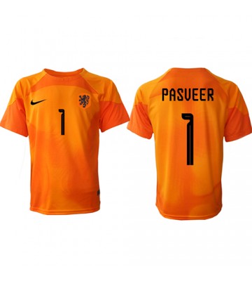 Holland Remko Pasveer #1 Målmand Udebanetrøje VM 2022 Kort ærmer